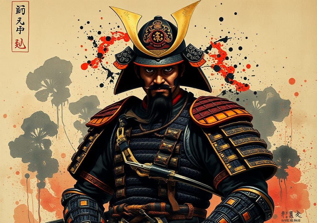 Majestic Samurai Warrior in Ukiyo-e Style