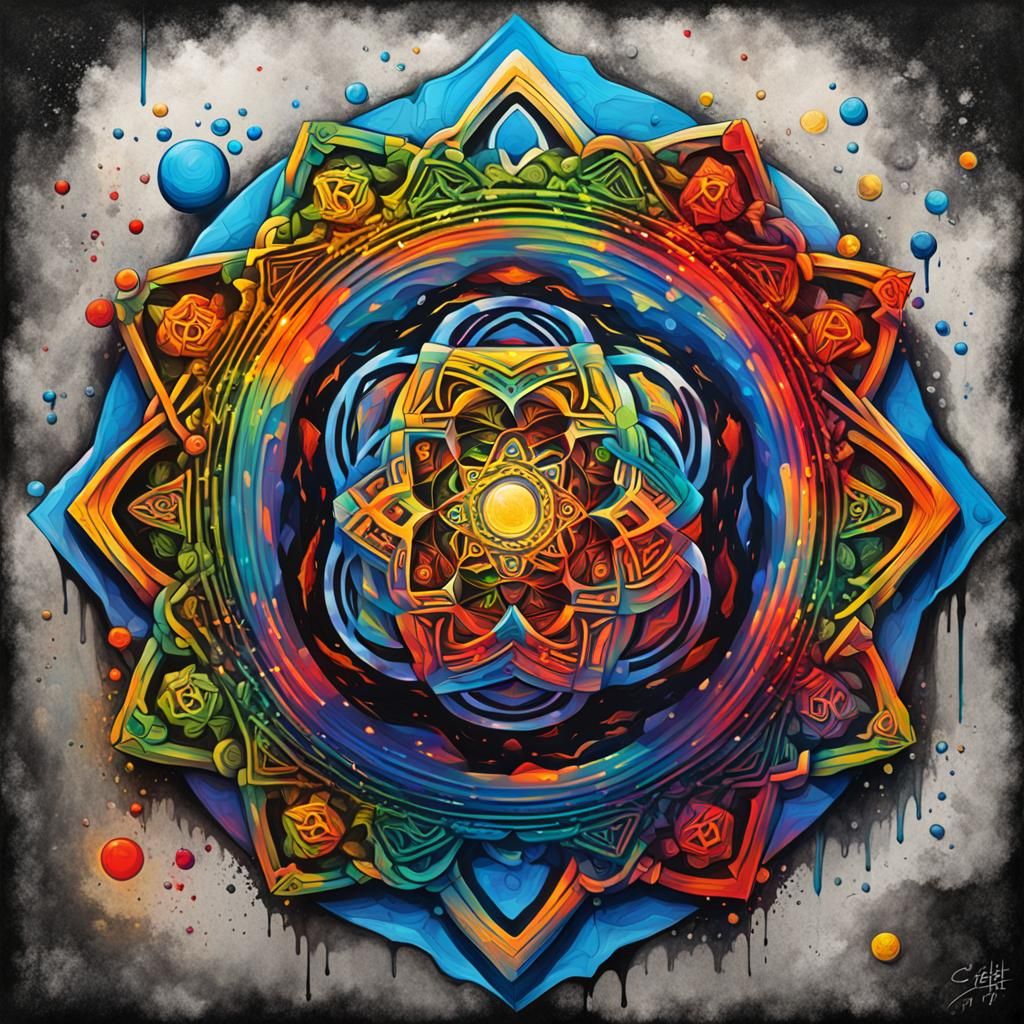 Colorful Celtic Sacred Geometry Graffiti Art