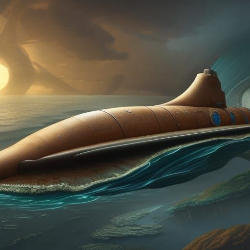Art Nouveau Submarine in Detailed Matte Painting