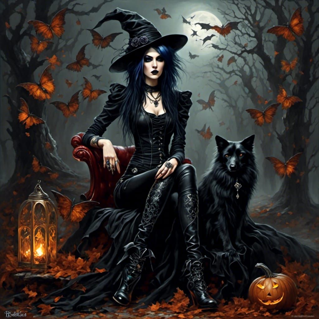 Emo Goth Witch Portrait