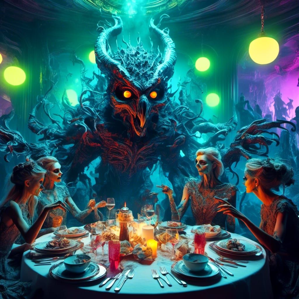 Alien Demon at Charades Party in Magic Surrealism