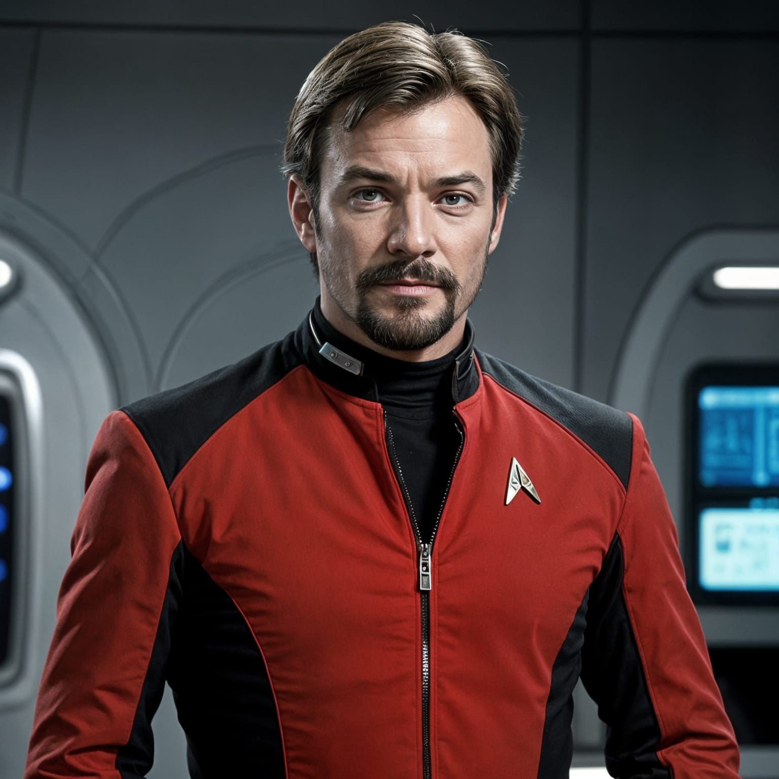 William Riker in Starfleet Attire, with Stubble and a Bold J...