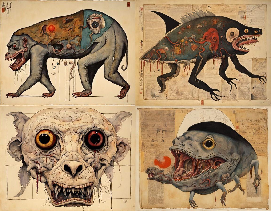 Surreal Hybrid Creature in 1920s Indian Raj Style