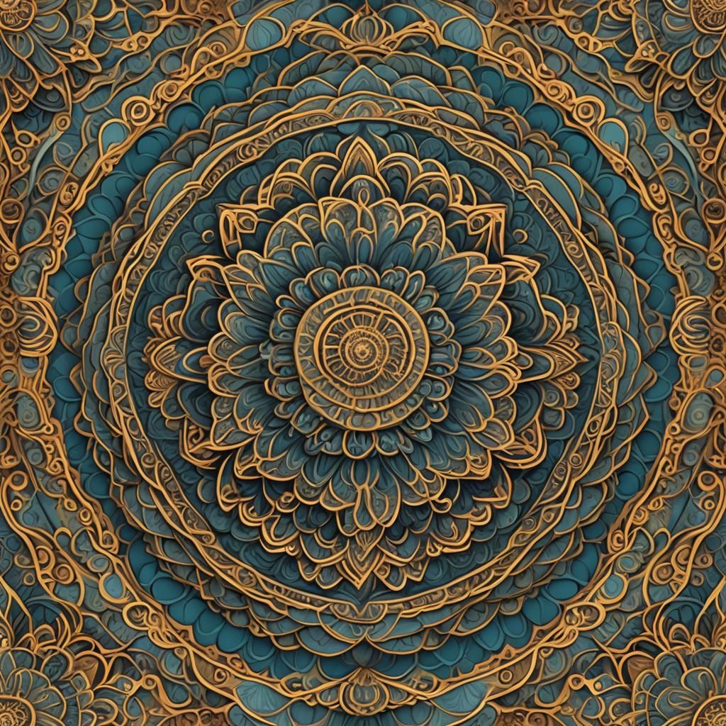 Abstract Oriental Mandala with Fractal Vector Elements