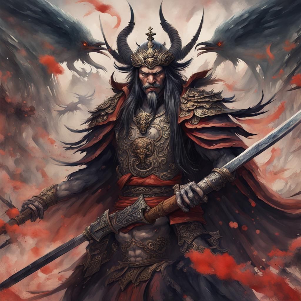 Demon Warrior King with Swords, Ancient Chinese Style