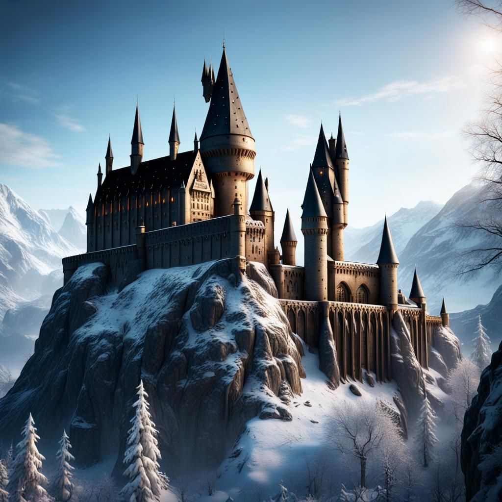 Winter at Hogwarts Castle: Detailed Matte Painting