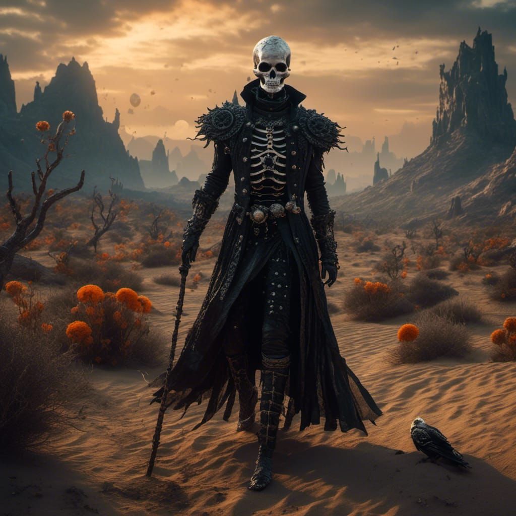 Canaanite God Portrait in Desert Landscape