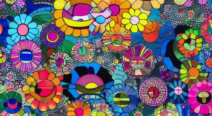 Kaleidoscopic Garden in Takashi Murakami Style
