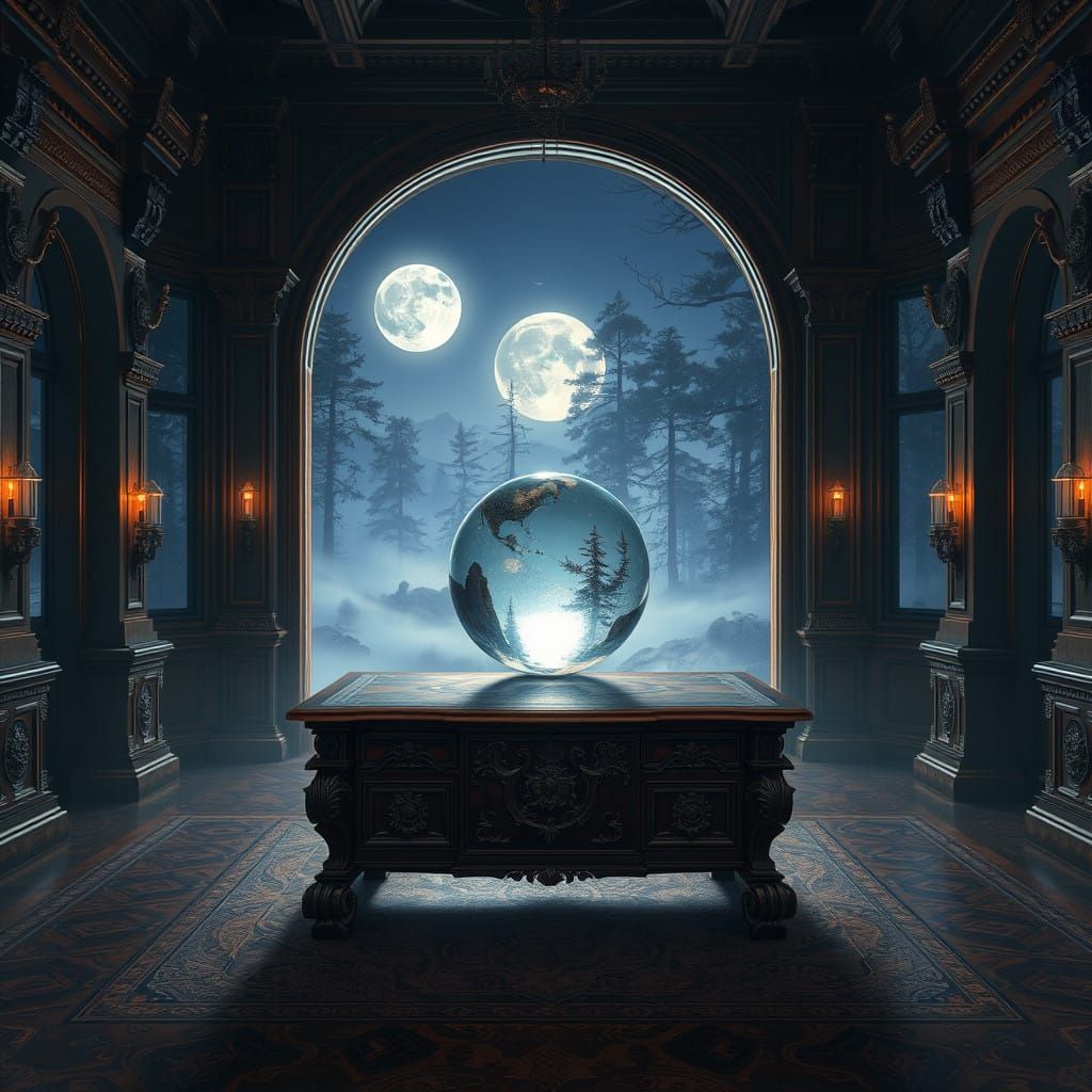 Moonlit Portal Chamber in a Mystical Realm
