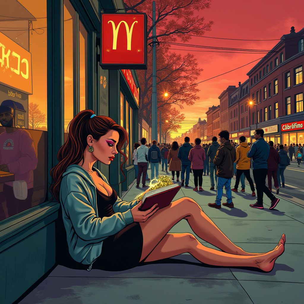 Psychedelic Toronto Street Scene at Night