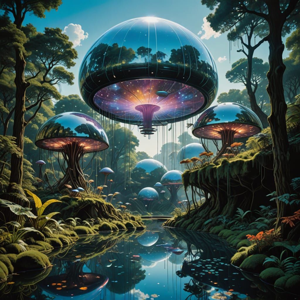 Surreal Forest of Glowing Dreams in a Cyberpunk Aesthetic