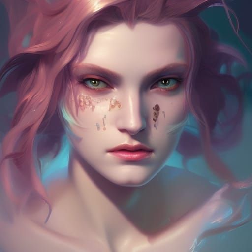 Enchanting Sea Witch Portrait in Art Nouveau Style