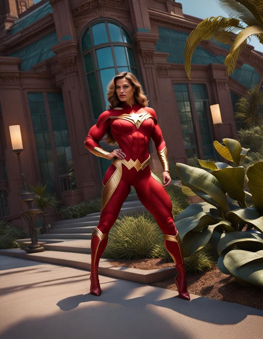 Blonde Braided Woman Portrait in Science Fiction Style