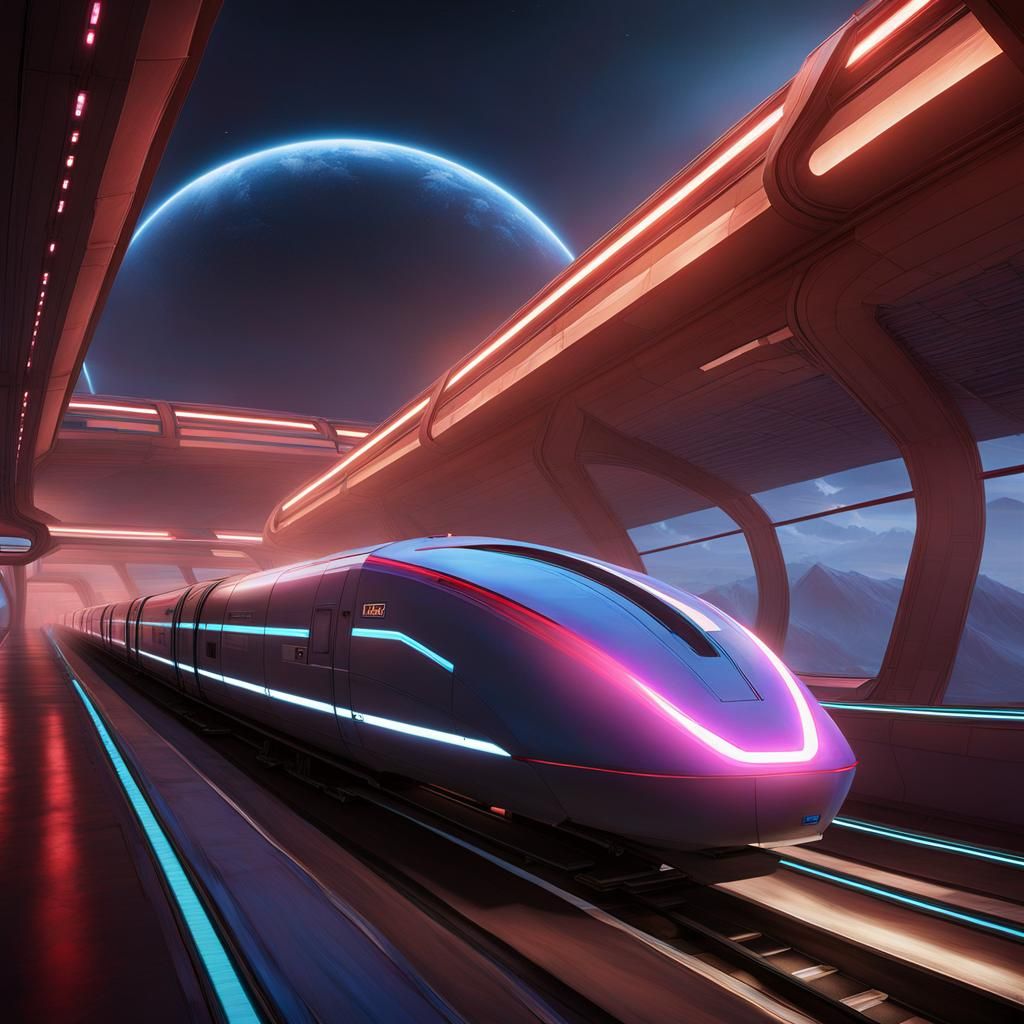 Futuristic Maglev Train to Moscow on Mars