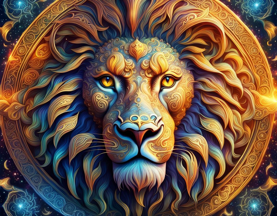 Magical, Vivid, Hyperdetailed Leo Zodiac Sign