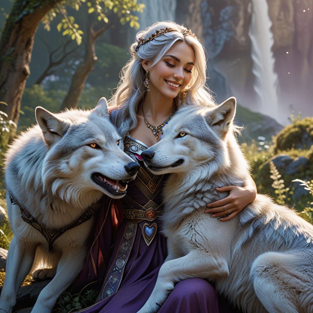 Goddess and Wolves: A Tender Fantasy Moment