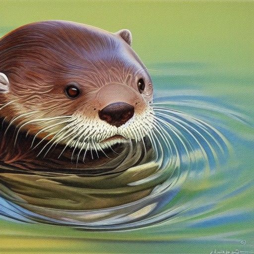 Otter in Oil Painting Style
