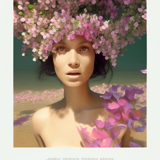 Surreal Portrait: Woman Made of Trees and Flowers