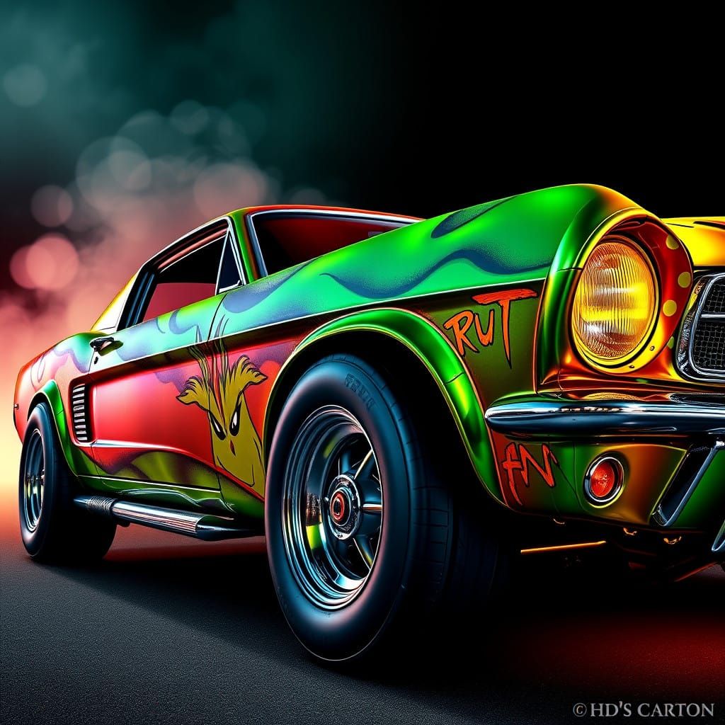 Grinch's Retro Futuristic 1965 Ford Mustang Fastback Gasser