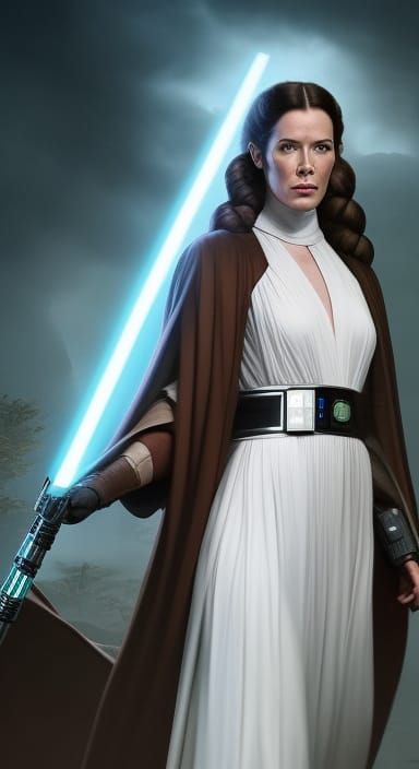 Princess Leia Hyperrealistic Portrait in Cinematic Lighting