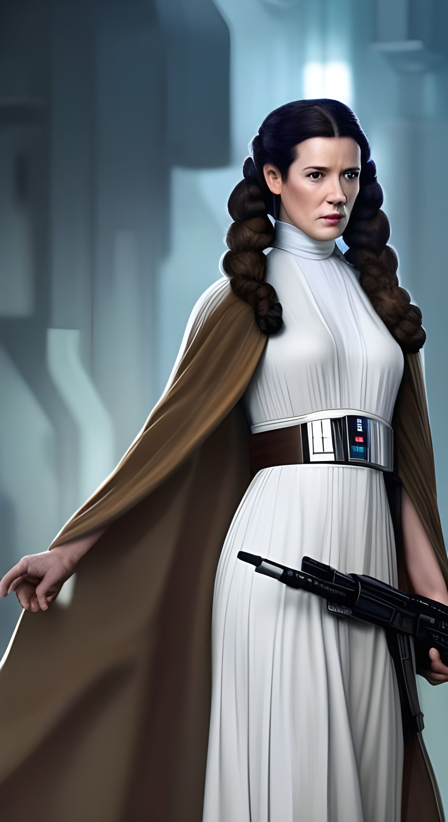 Hyperrealistic Princess Leia Portrait in Digital Art Style