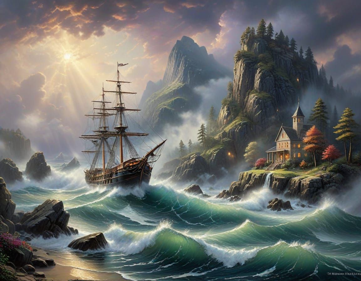 Ethereal Fantasy Anchor in Stormy Seas