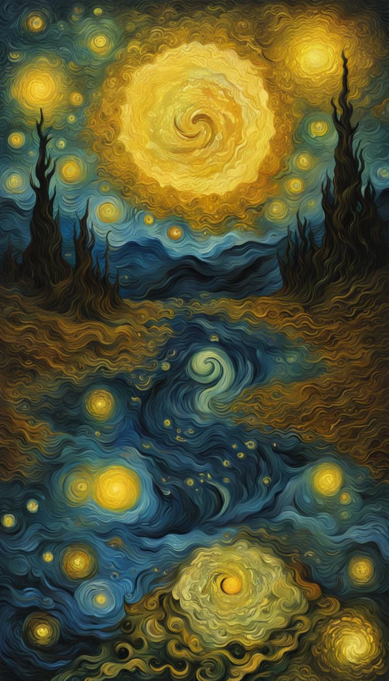 Ethereal Dark Fantasy Landscape as Oil Painting