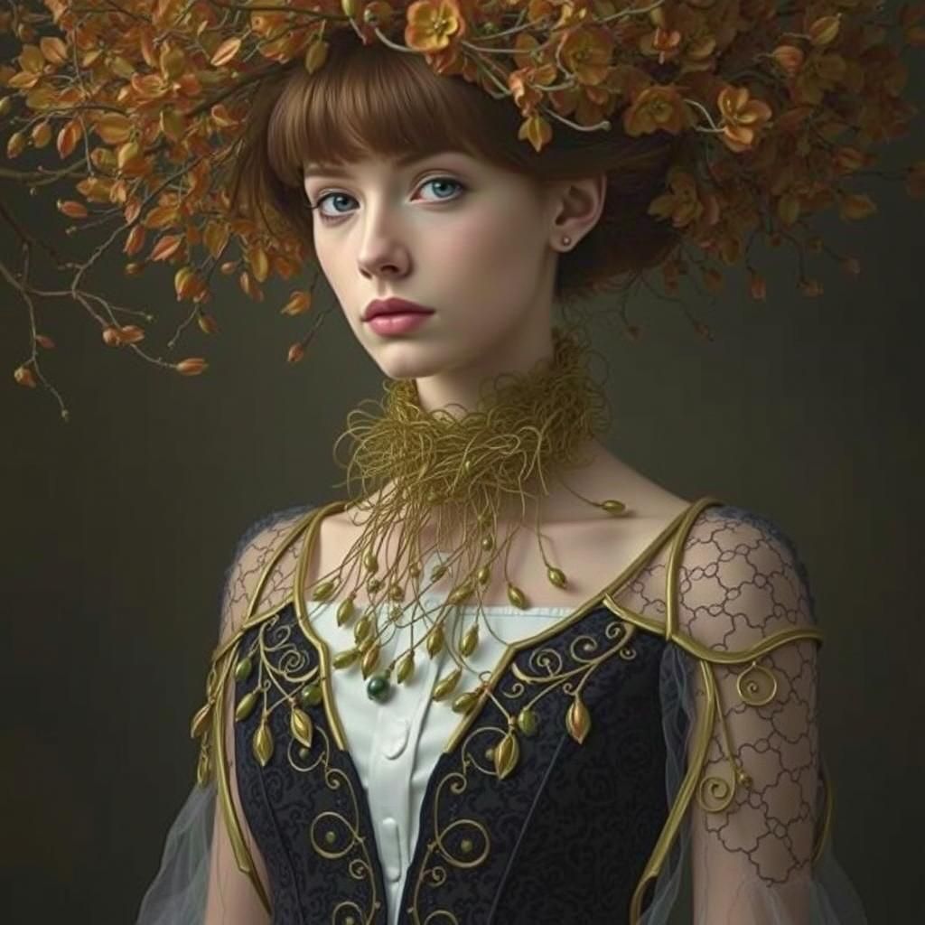 Luminous Edwardian Portrait Inspired by Rachel Ruysch