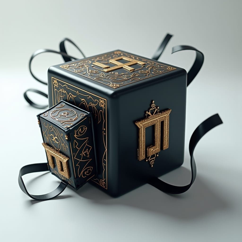 Intricately Designed Tefillin in Matte Painting Style