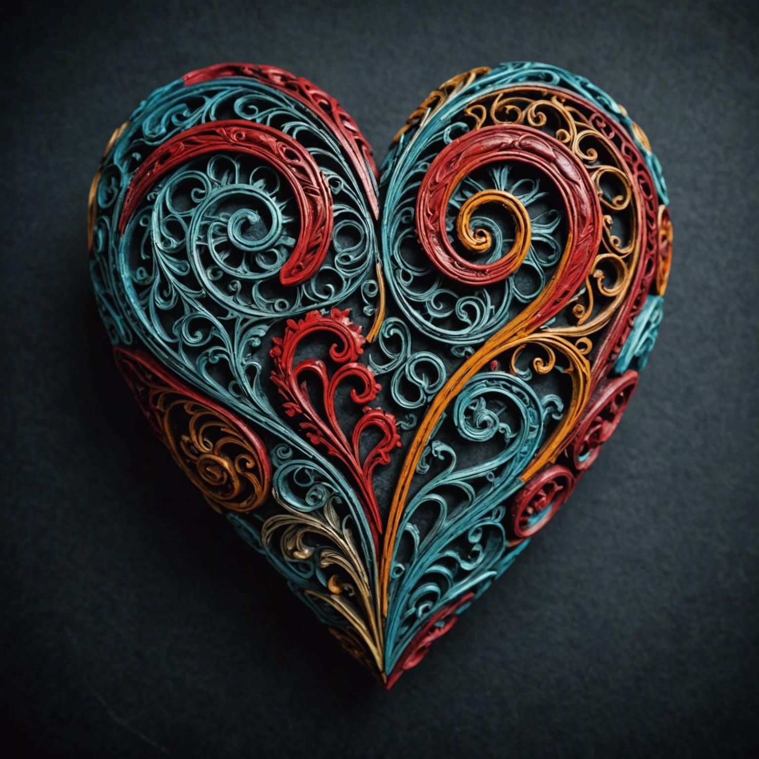 Two-Toned Heart with Intricate Details