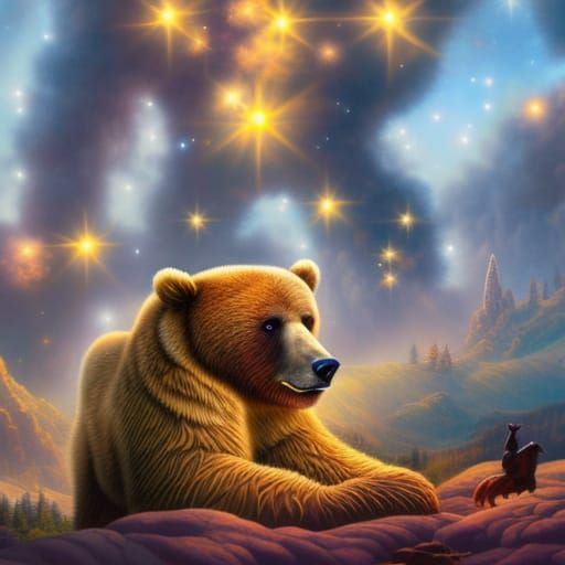Astrology Bear in Ethereal Fantasy Style