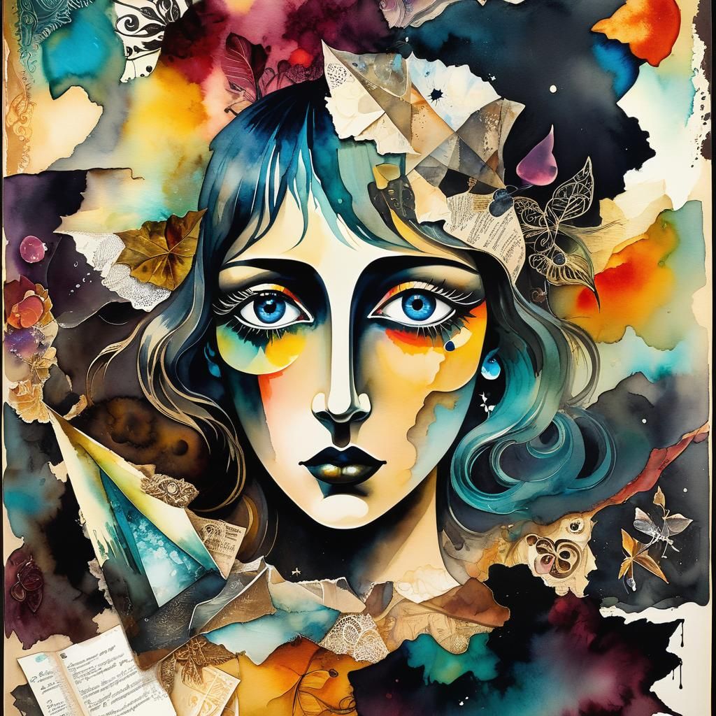 Surreal Dreamscape in Watercolor with Vintage Aesthetics