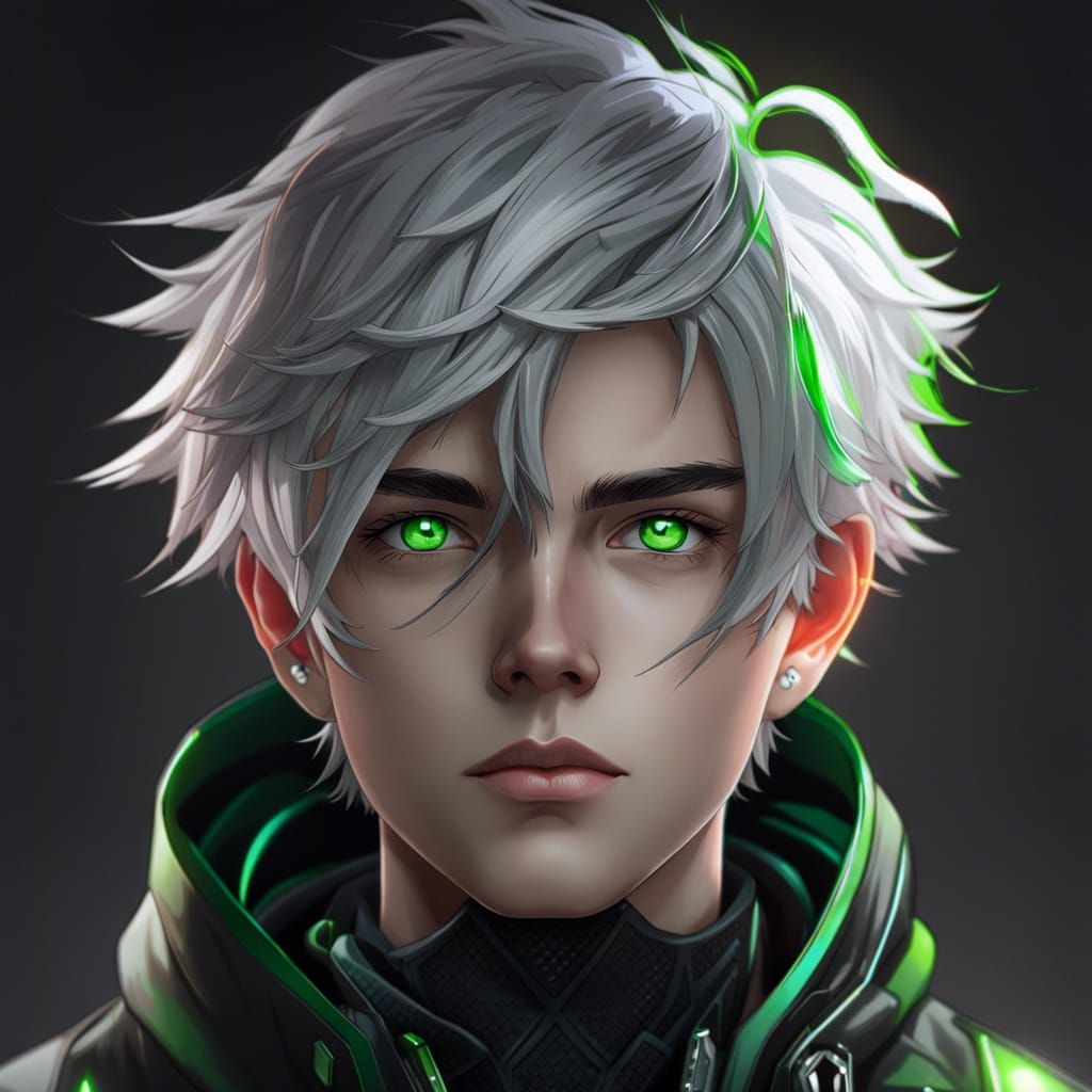 Futuristic Anime Boy Portrait in Hyperrealistic Style