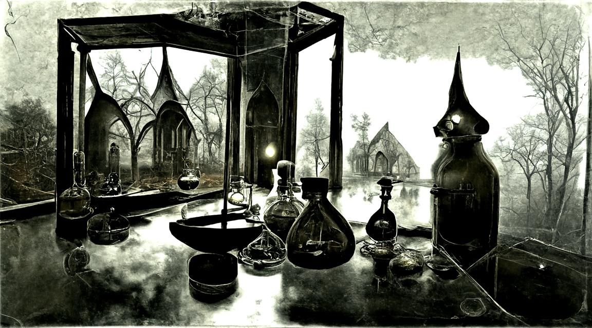 Eerie Alchemist Laboratory in Gothic Style