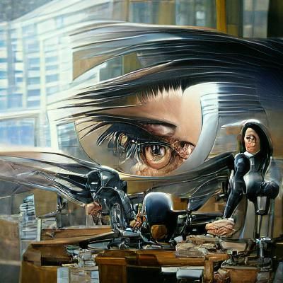 Alita Battle Angel Attends Job Interview as Oil Painting