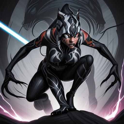 Ahsoka and Venom Symbiote Fusion in Comic Art