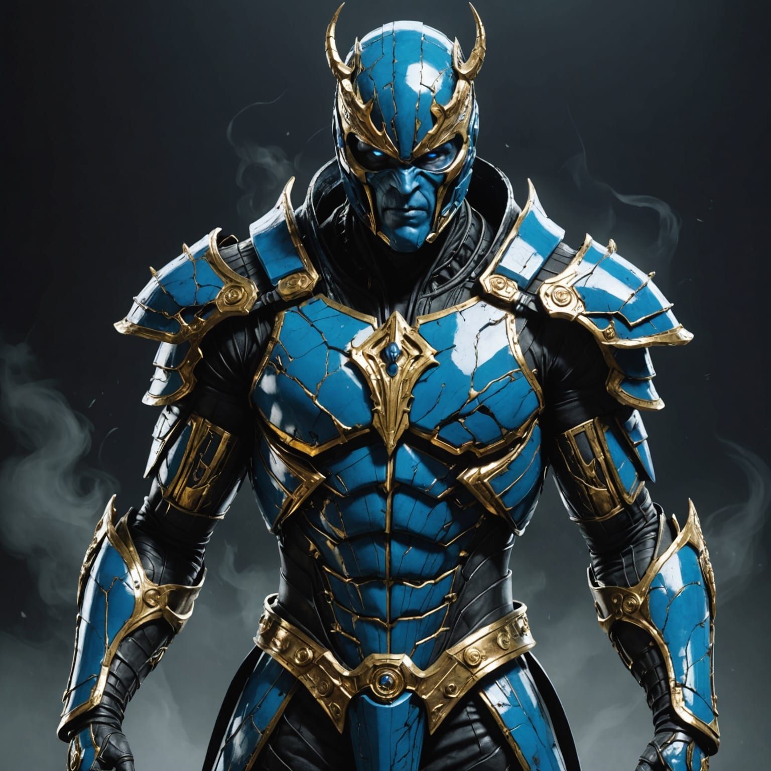 Cyberpunk Occult Warrior in Chrome Armor