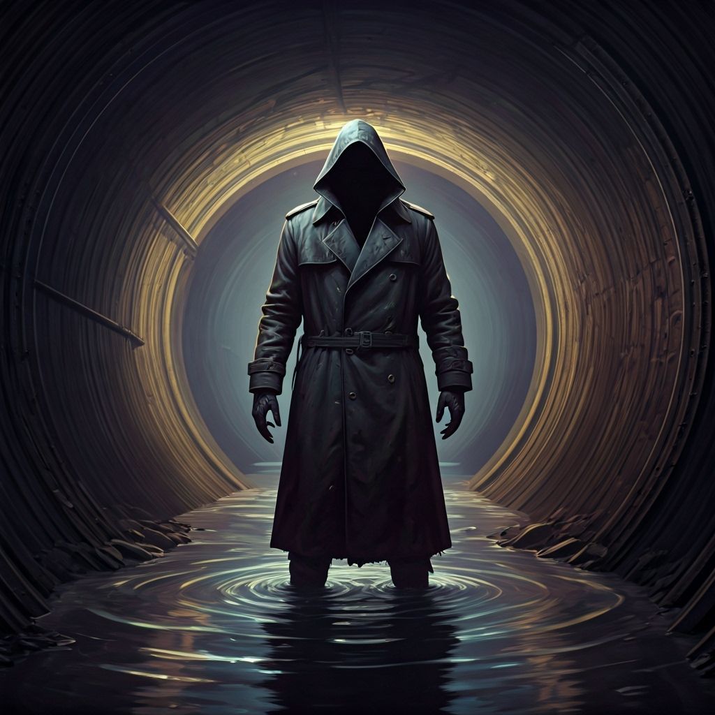 Ominous Figure in Abandoned Sewer Tunnel
