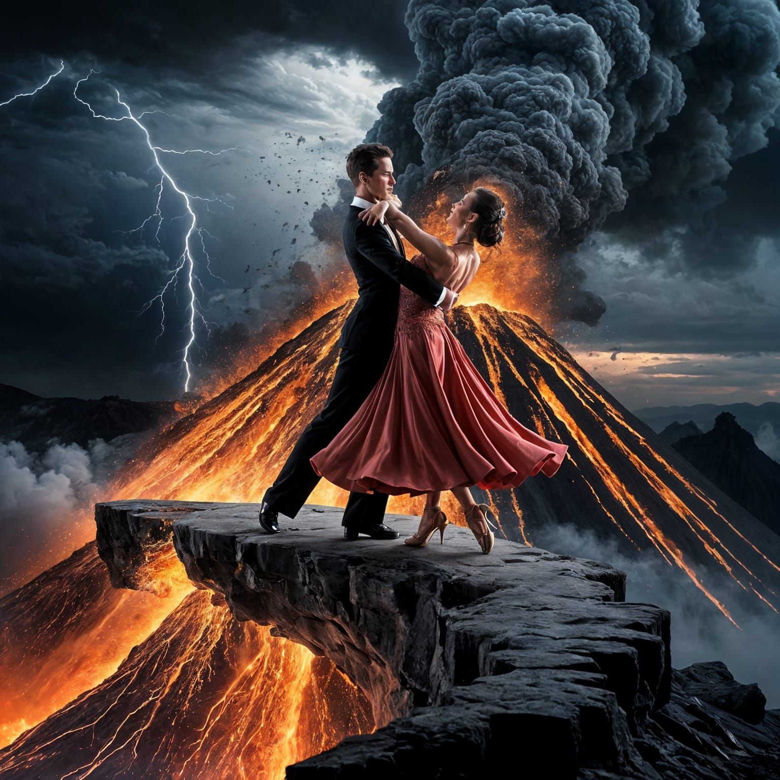 Elegant Ballroom Dancers Defy Volcanic Fury in Passionate Wa...