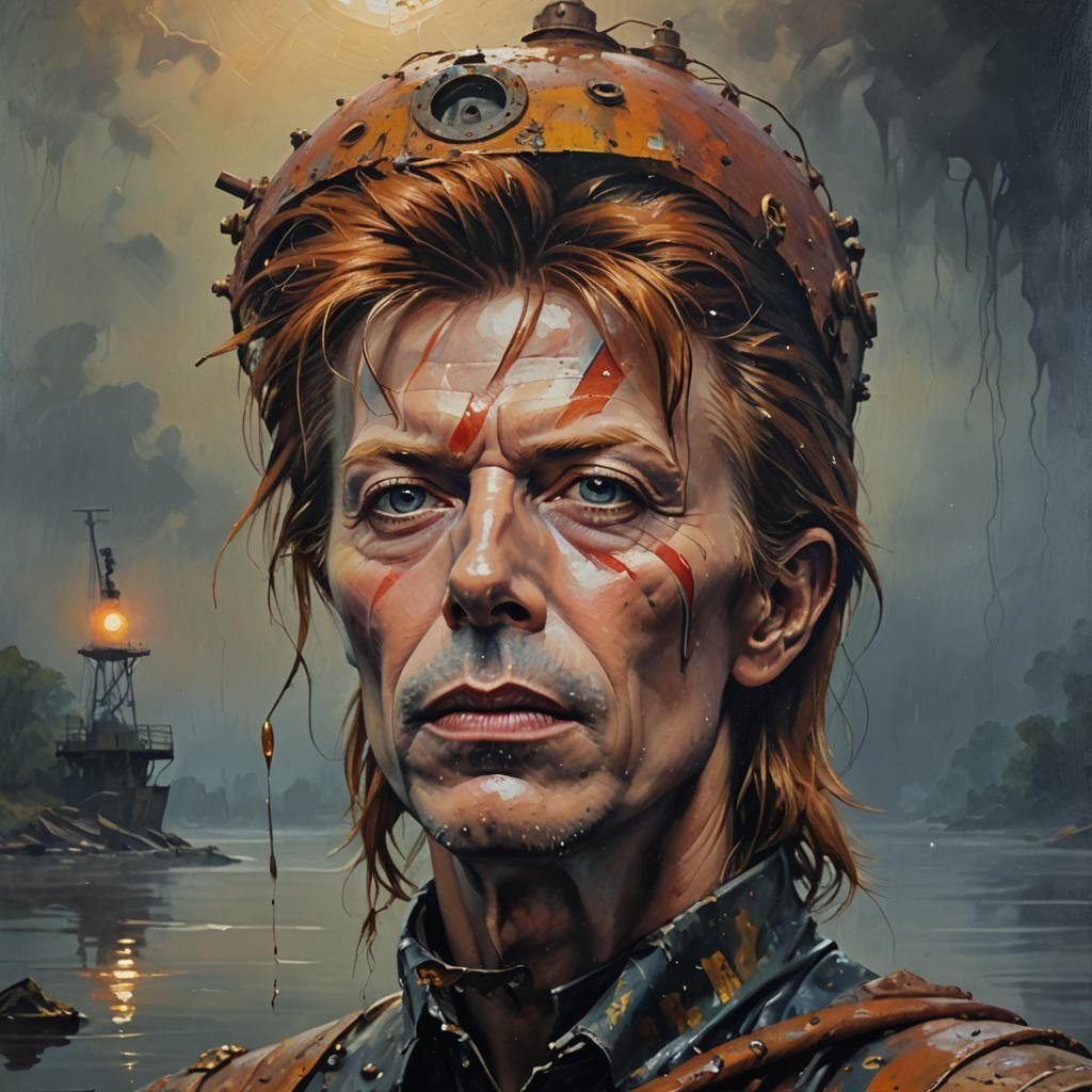David Bowie as a  Buoy on the Mississippi River. sinister by...
