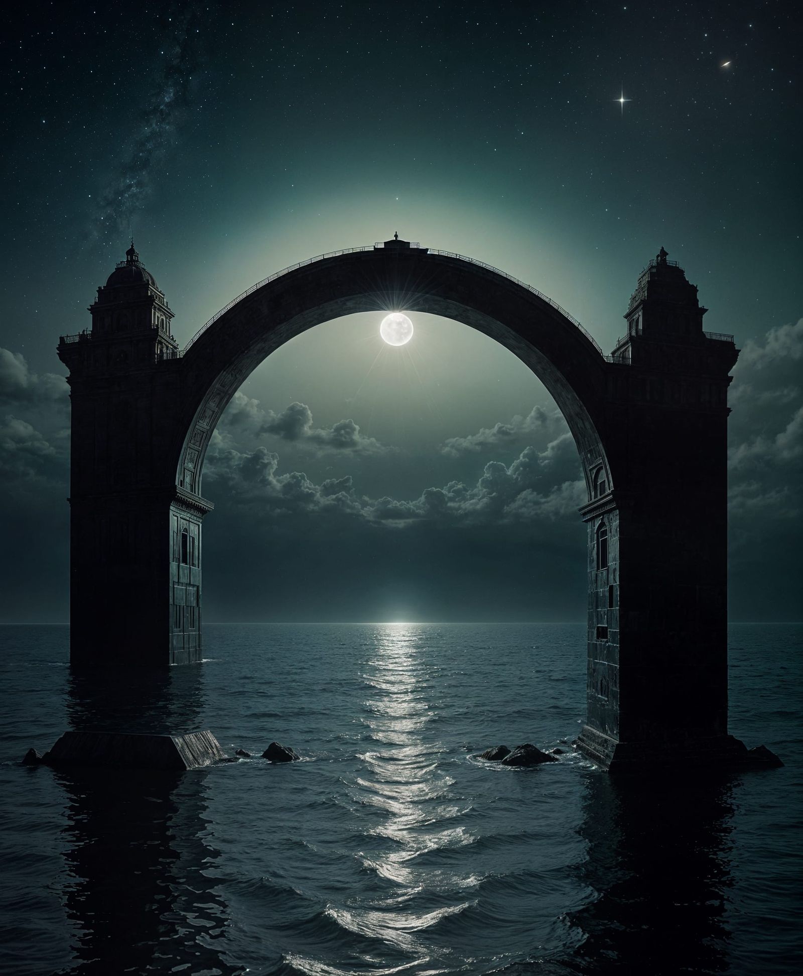 Glimmering Green Arch in the Dark Expanse