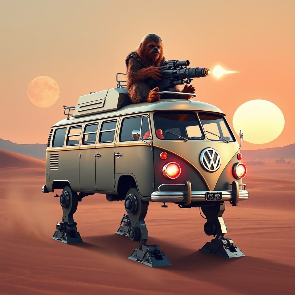 Star Wars Imperial Walker Meets Volkswagen Bus in Epic Deser...