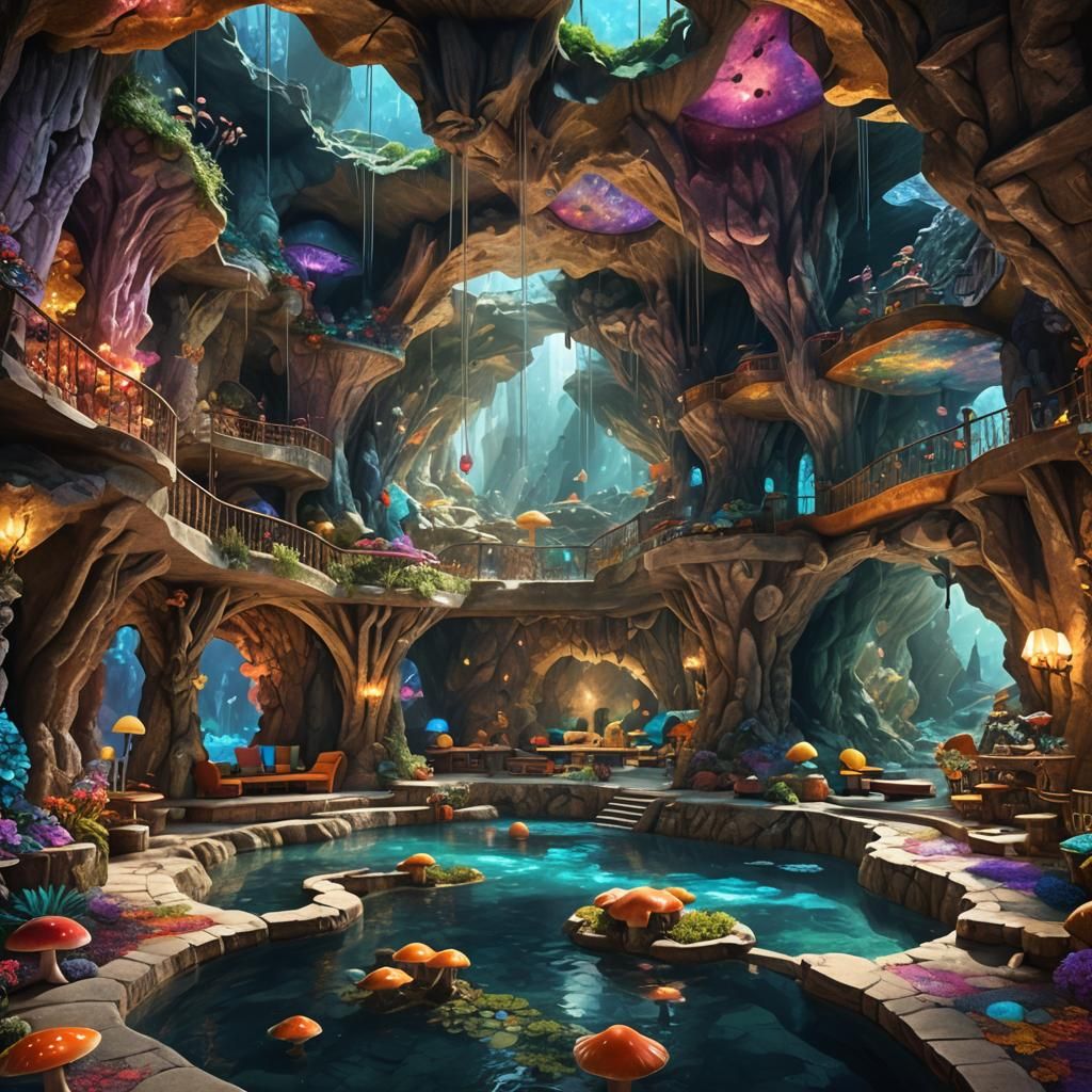 Psychedelic Gemstone Grotto with Hogwarts Common Room