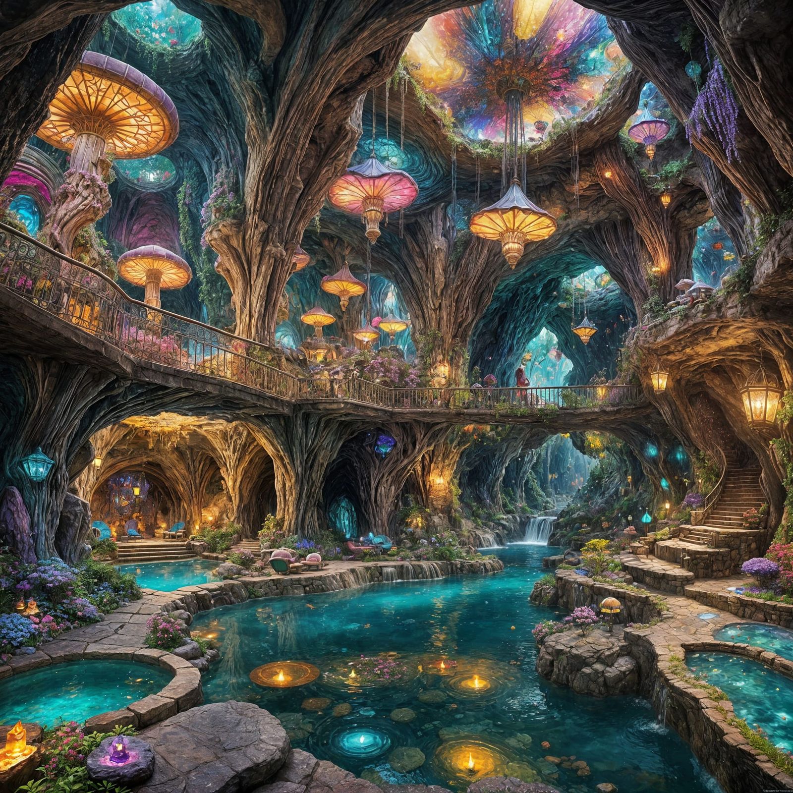 Underground Gemstone Grotto with Crystal Cave Common Room