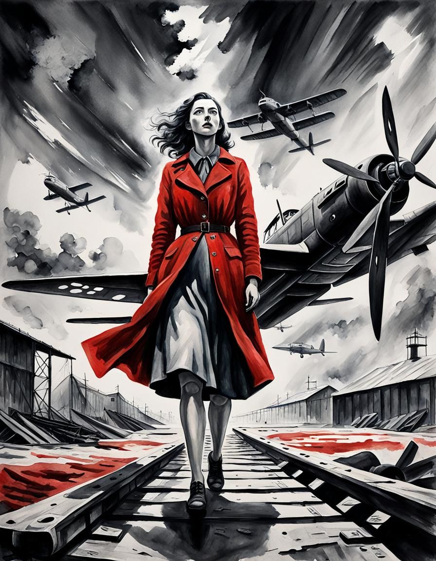 WWII Girl in Concentration Camp: Watercolor Painting