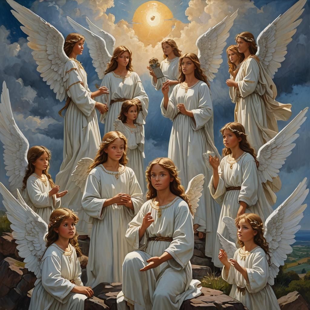 Angels Watching Over: Oil Painting