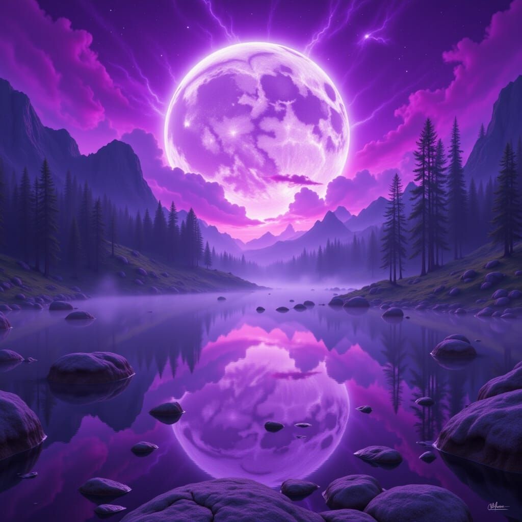Psychedelic Purple Haze Landscape, Kissing the Sky