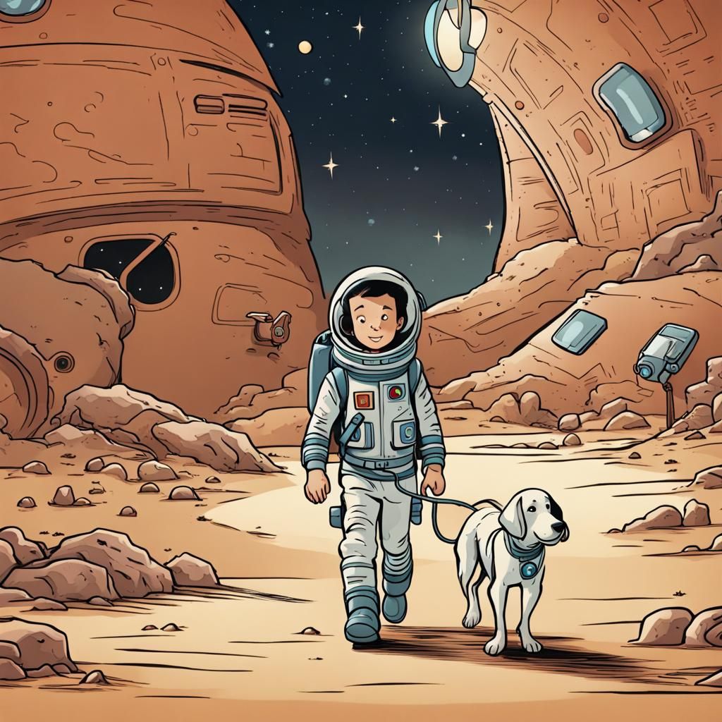 Space Boy and Hound Return From Martian School