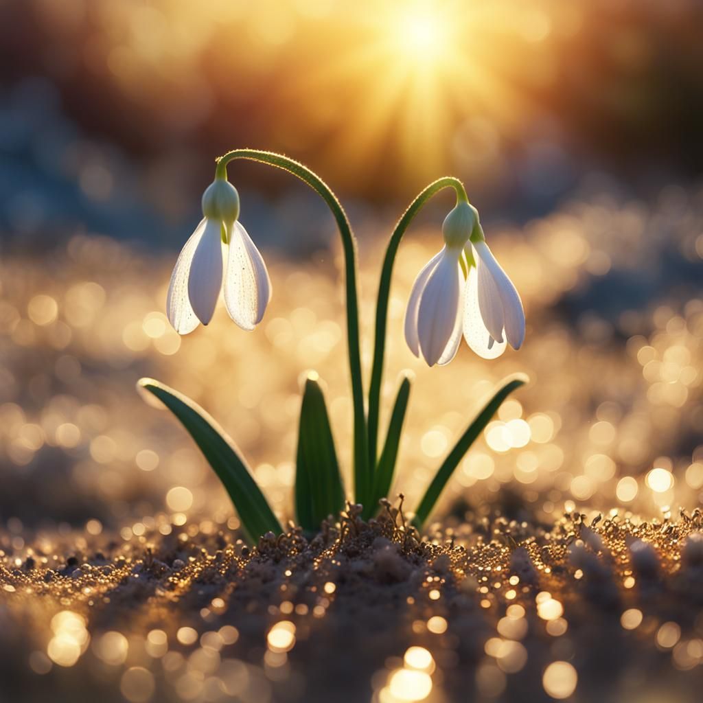Luminous Snowdrop Flower in Double Exposure