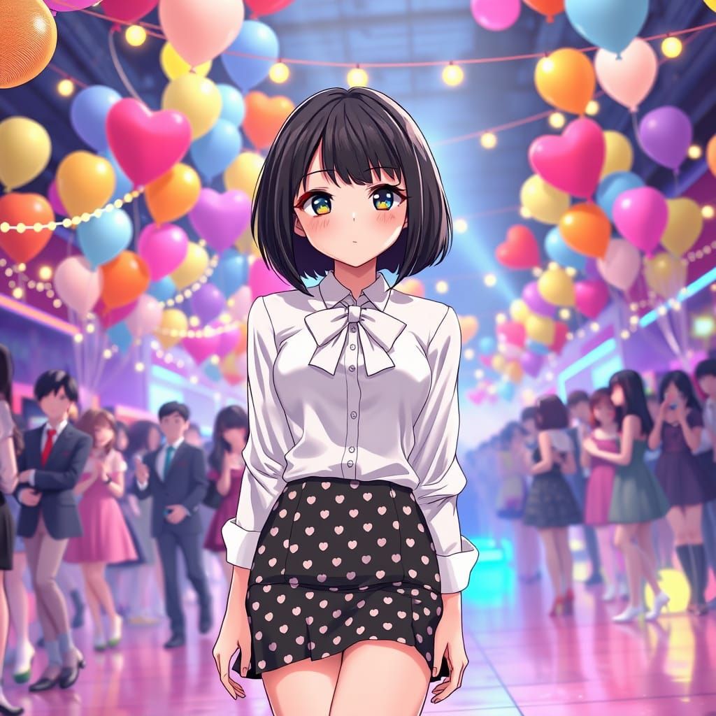 Elegant Anime Prom Girl in 3D Concept Art Style